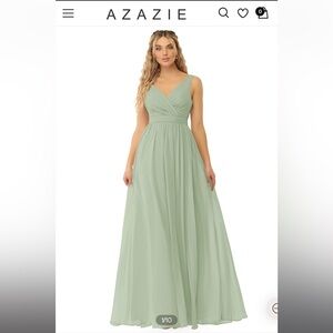 NWT Sage Green Long Maxi Formal Dress Bridesmaid Wedding Guest Prom Azazie